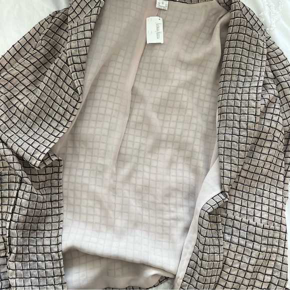 NWT Vintage Deadstock Ellen Tracy Wool Linen Silk Blazer Quiet Luxury Grid Print - Picture 1 of 6